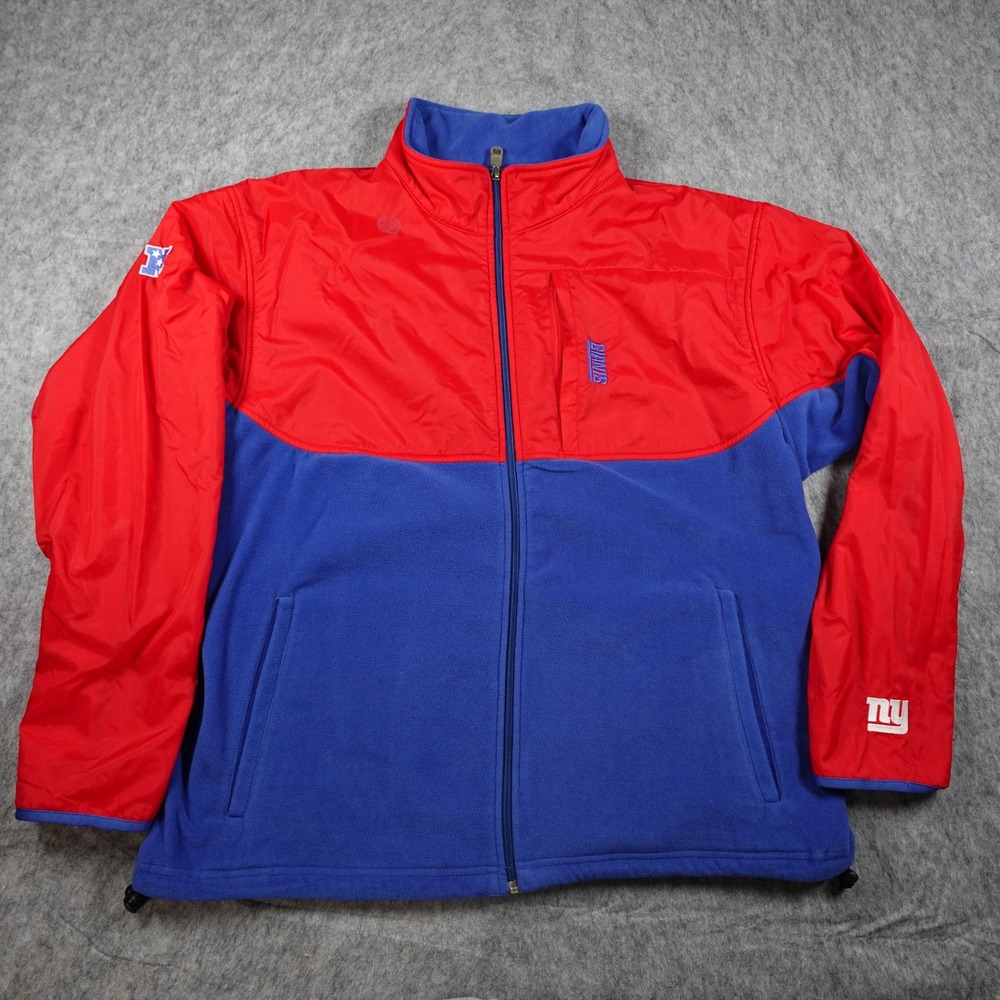 NFL New York Giants Jacket Men Extra Large Red Blue Fleece Windbreaker Full Zip